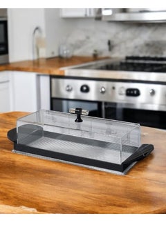 fan baytk Clear Acrylic Tray with Clear Lid and Black Acrylic Handles Medium Size 