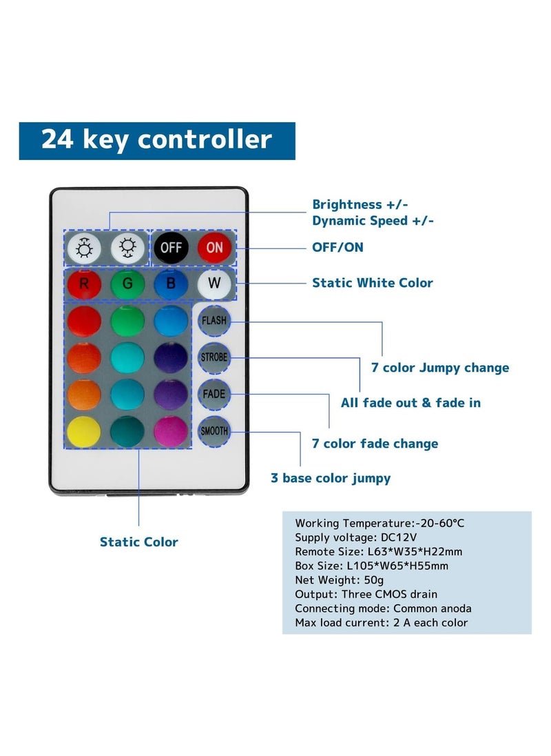 Generic - 12V 24 Keys IR Remote Controller Compatible with SMD3528-5050-5730-5630-3014 LED Painting - Image 1