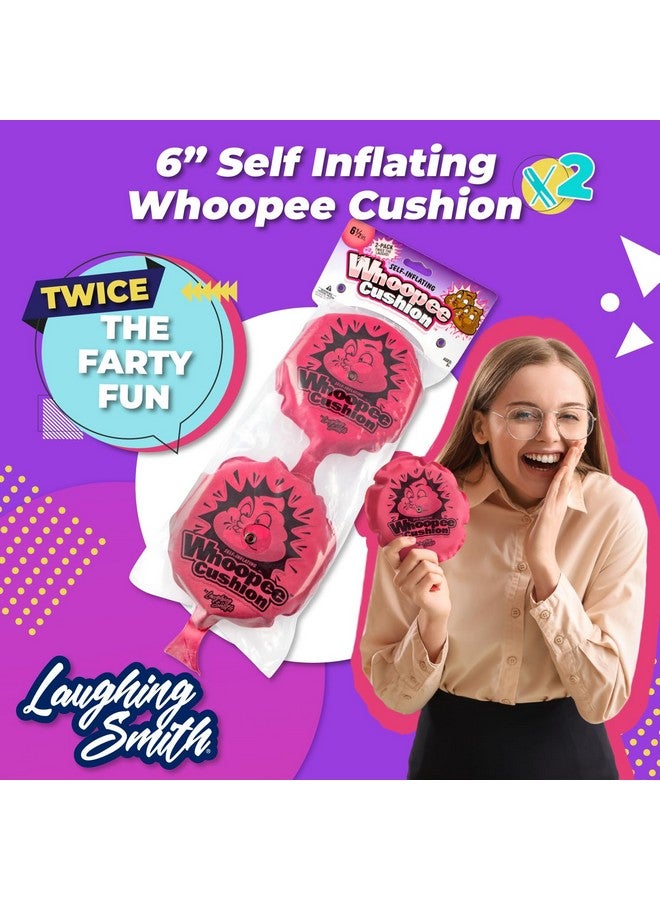 ضحك سميث وسادة Whoopie ذاتية النفخ مقاس 6 بوصات (عبوة من قطعتين) وسائد Whoopee هدايا حفلات بكميات كبيرة للأطفال والكبار - لعبة Woopie تصدر أصوات الريح - أكياس هدايا أعياد الميلاد - ألعاب المقالب - Image 2