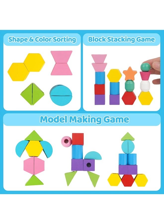 جني ثروة ألعاب مونتيسوري مناسبة للأطفال من سن 2 إلى 4 سنوات (بنين وبنات)، بما في ذلك مجموعة ألعاب مونتيسوري الخشبية لفرز الخرز، والتي تتضمن خرزًا متسلسلًا ومكعبات بناء وألعاب تكديس لمطابقة الأشكال. لعبة تعليمية لمرحلة ما قبل المدرسة في مجال العلوم والتكنولوجيا والهندسة والرياضيات (STEM)، وهدية مناسبة للأطفال. - Image 4