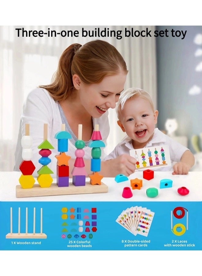 جني ثروة ألعاب مونتيسوري مناسبة للأطفال من سن 2 إلى 4 سنوات (بنين وبنات)، بما في ذلك مجموعة ألعاب مونتيسوري الخشبية لفرز الخرز، والتي تتضمن خرزًا متسلسلًا ومكعبات بناء وألعاب تكديس لمطابقة الأشكال. لعبة تعليمية لمرحلة ما قبل المدرسة في مجال العلوم والتكنولوجيا والهندسة والرياضيات (STEM)، وهدية مناسبة للأطفال. - Image 1