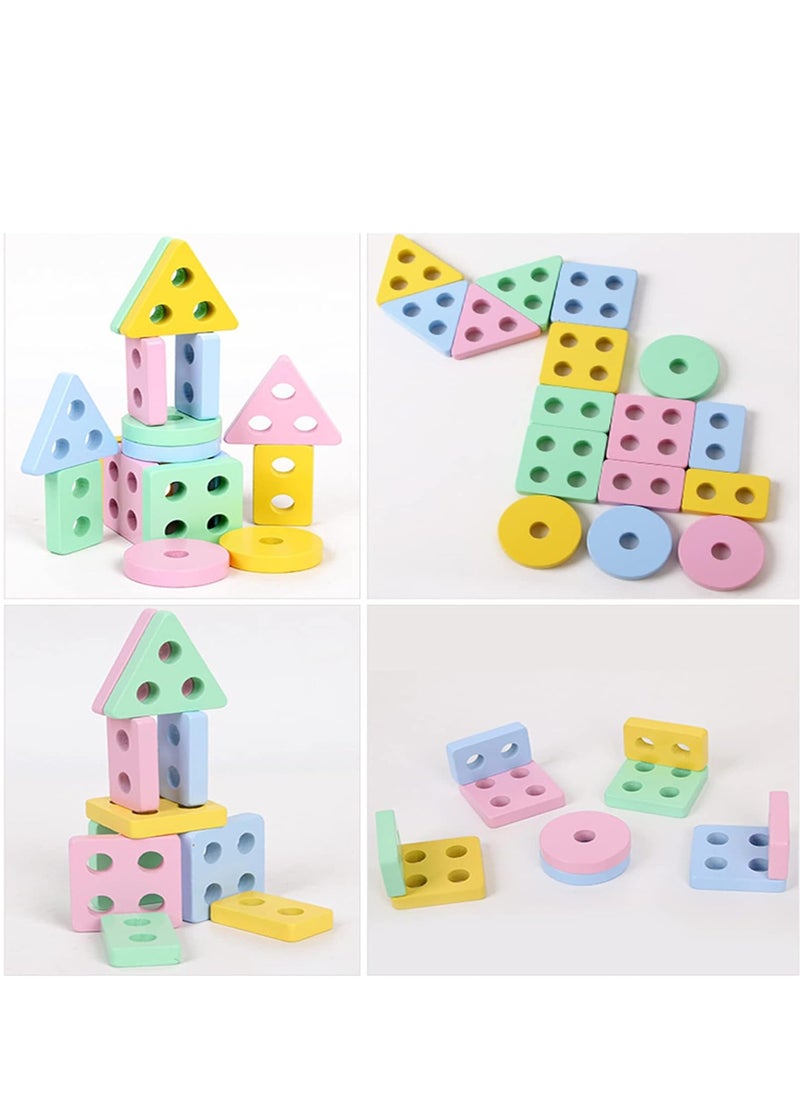 Kids Toys for 1+ 1 2 3 Year Old Boys Girls Wooden Montessori Toys Boy Age 1-2-3 Stacking Shape Blocks Sorter Toy Birthday Gifts for 6 12 18 24 Months Babies Puzzle Game Toy for 1-3 Years Old Toddlers  - Image 4