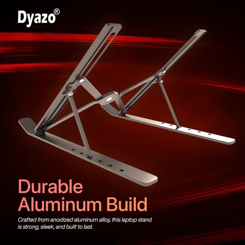 Dyazo حامل/قاعدة كمبيوتر محمول من الألومنيوم المهوى القابل لضبط الارتفاع من Zigzag بزوايا متعددة (6 زوايا) متوافق مع Macbook Air Pro وHP وLenovo وDell وأجهزة كمبيوتر محمولة ونوت بوك أخرى بحجم 10-15.6 بوصة (رمادي فضائي) - Image 3