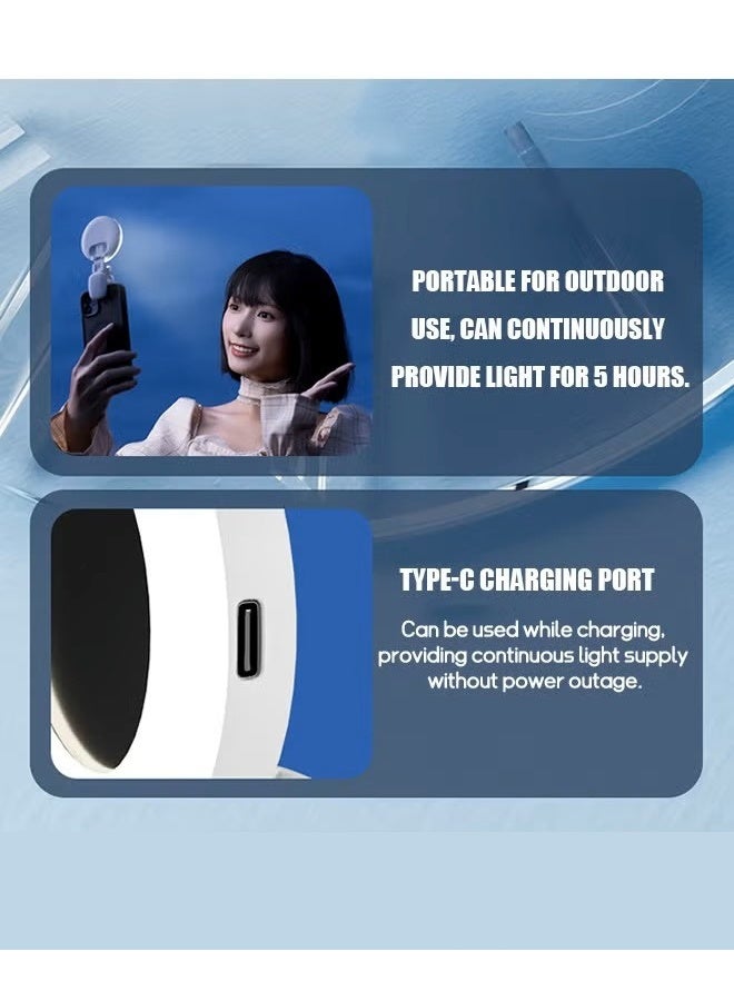 LED Selfie Light Mirror, Selfie Light for iPhone with 3 Lights and Infinite Adjustment Modes, 200 mAh Phone Light Clip for Cell Phones,Laptop, TikTok, Makeup, Live Broadcast (white) - Image 5