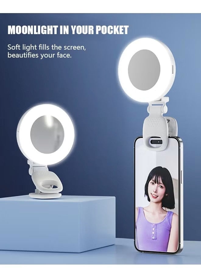 LED Selfie Light Mirror, Selfie Light for iPhone with 3 Lights and Infinite Adjustment Modes, 200 mAh Phone Light Clip for Cell Phones,Laptop, TikTok, Makeup, Live Broadcast (white) - Image 4