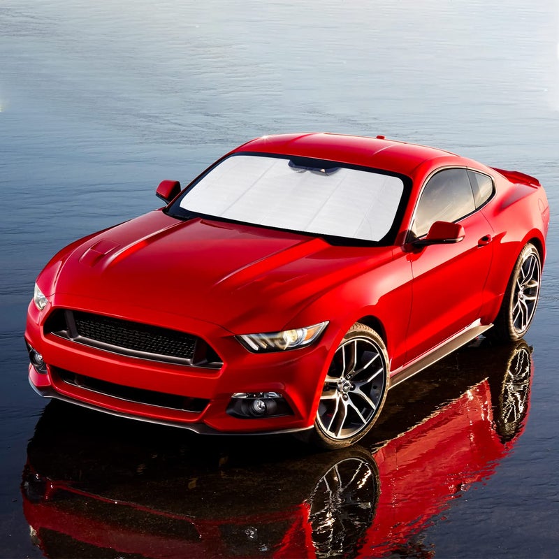 Jimen Compatible with 2015-2020 Ford Mustang Windshield Sunshade, Car Front Window Shade Sun Visor - Image 5