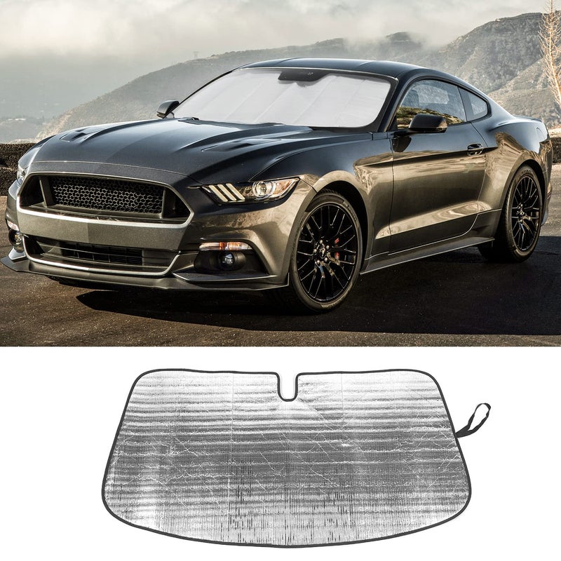 Jimen Compatible with 2015-2020 Ford Mustang Windshield Sunshade, Car Front Window Shade Sun Visor - Image 1