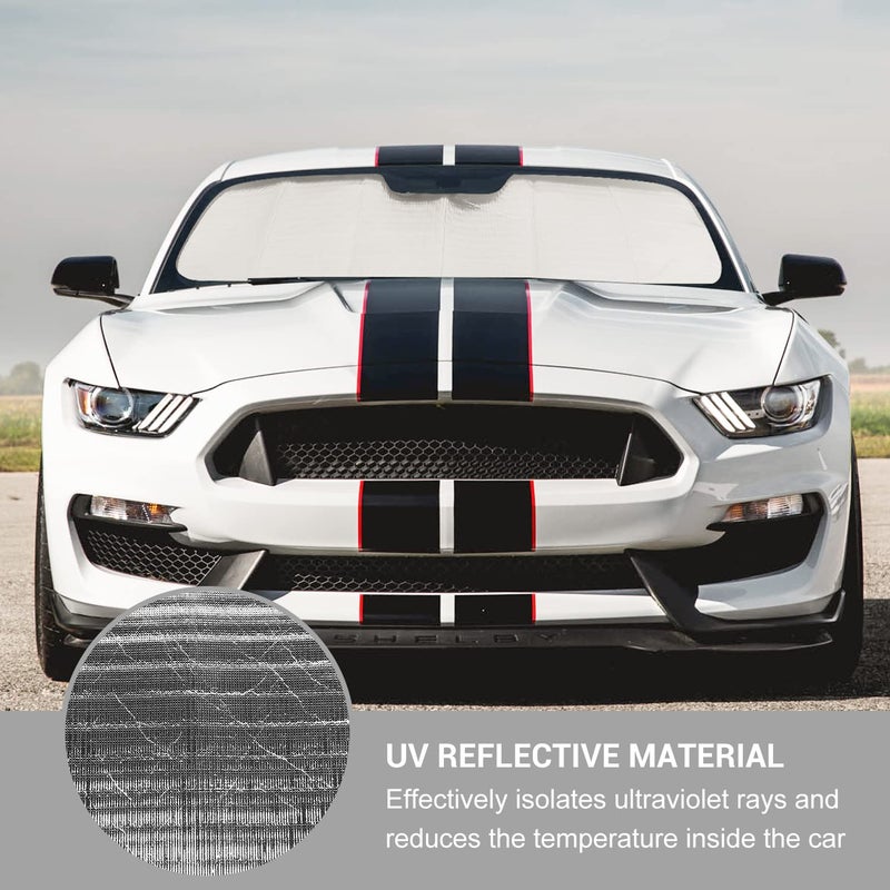 Jimen Compatible with 2015-2020 Ford Mustang Windshield Sunshade, Car Front Window Shade Sun Visor - Image 4
