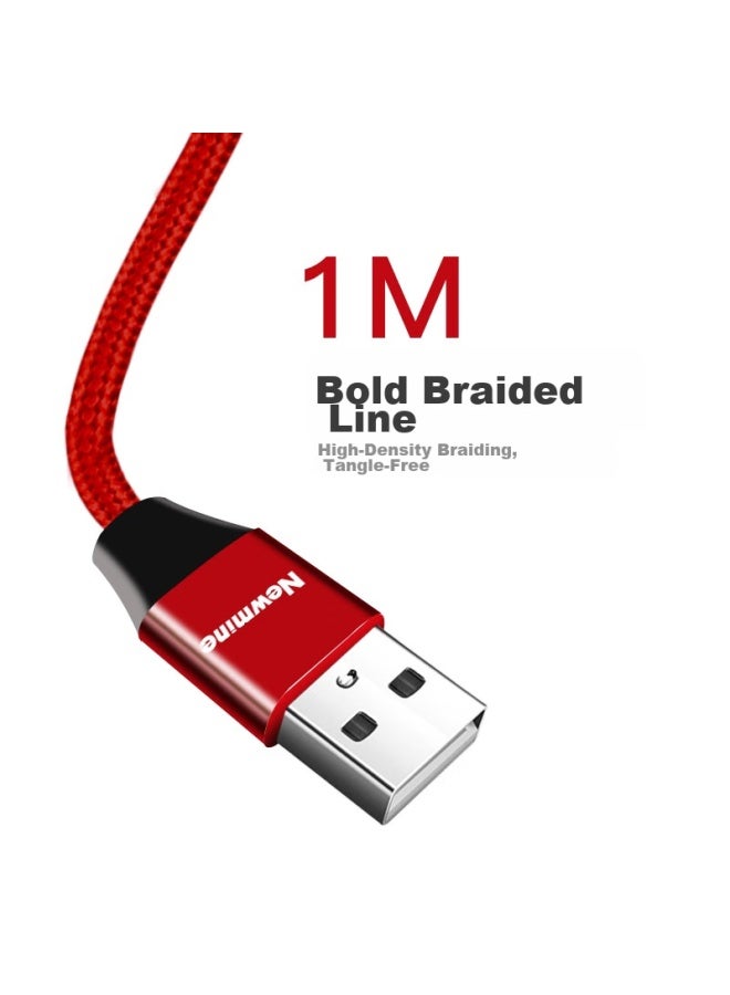 Newmine Type-c Data Cable, Android Phone Charger Cable, Braided Fast Charging Cable, Suitable For Xiaomi 5s/huawei P910/honor V89, 1 Meter Red - Image 4