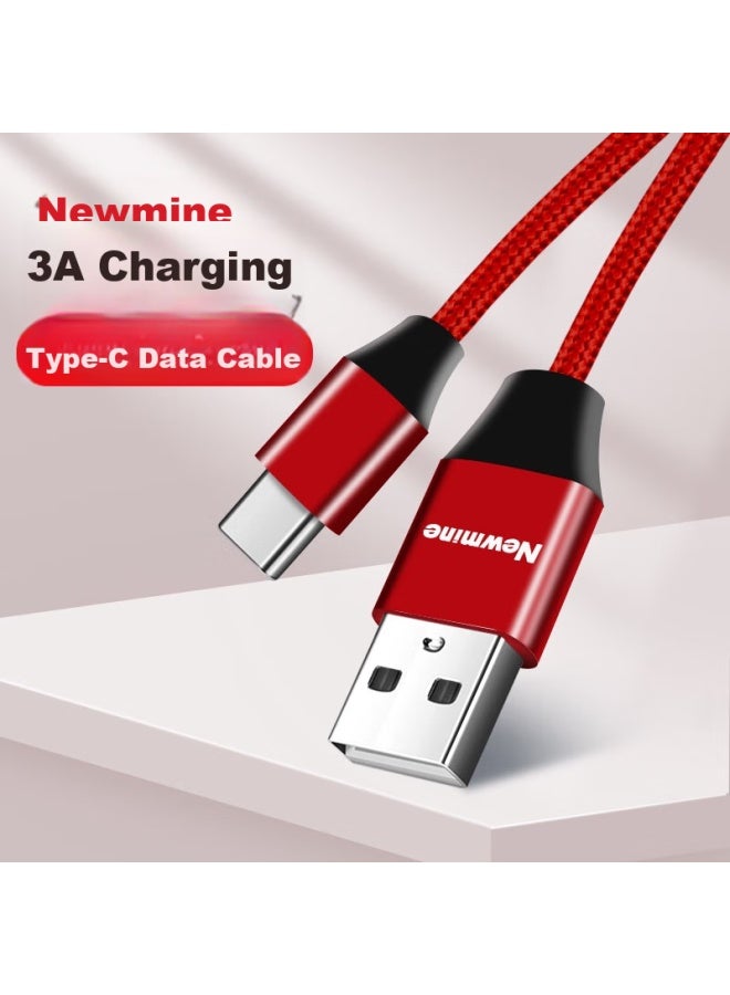 Newmine Type-c Data Cable, Android Phone Charger Cable, Braided Fast Charging Cable, Suitable For Xiaomi 5s/huawei P910/honor V89, 1 Meter Red - Image 1