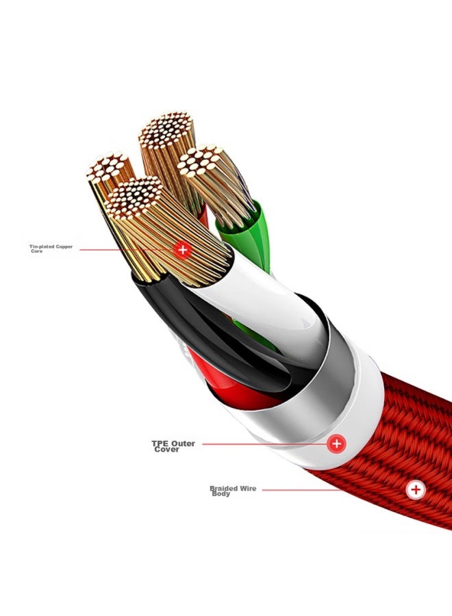 Newmine Type-c Data Cable, Android Phone Charger Cable, Braided Fast Charging Cable, Suitable For Xiaomi 5s/huawei P910/honor V89, 1 Meter Red - Image 5