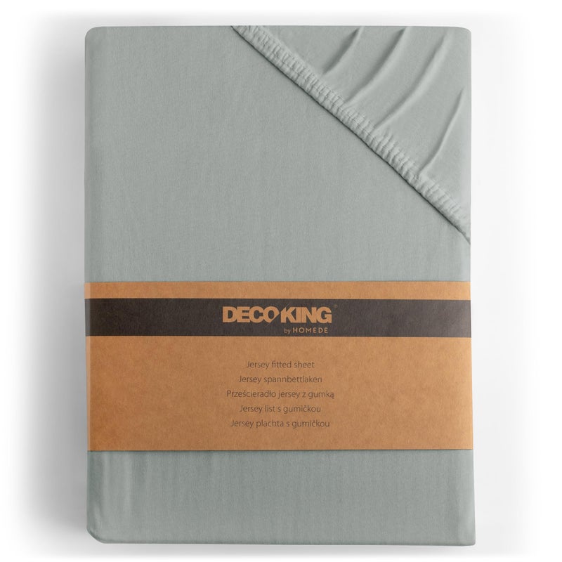 DecoKing Fitted Sheet Super Emperor 100 Combed Cotton Soft Jersey Bed Sheet 200x220220x240 cm Steel Amber