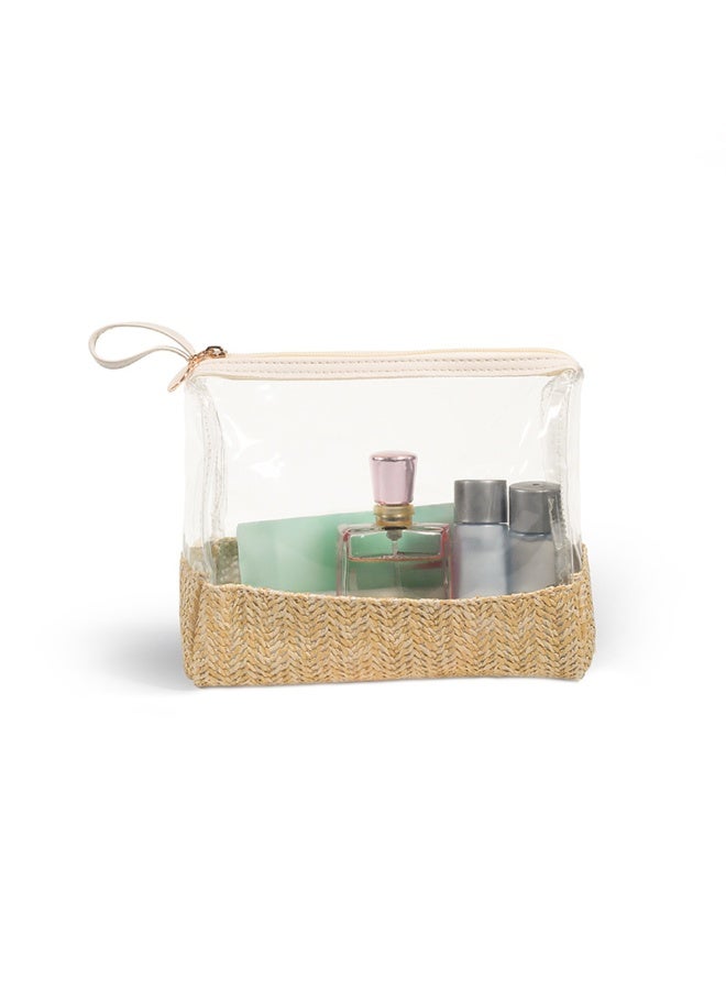 1pcs Boho Small Clear PVC Makeup Bag With Handle, Transparent Zipper Cosmetic Bag For Travel, Beach Bag For Sun Screen Skincare，Suitable For Travel And Vacation - Image 5
