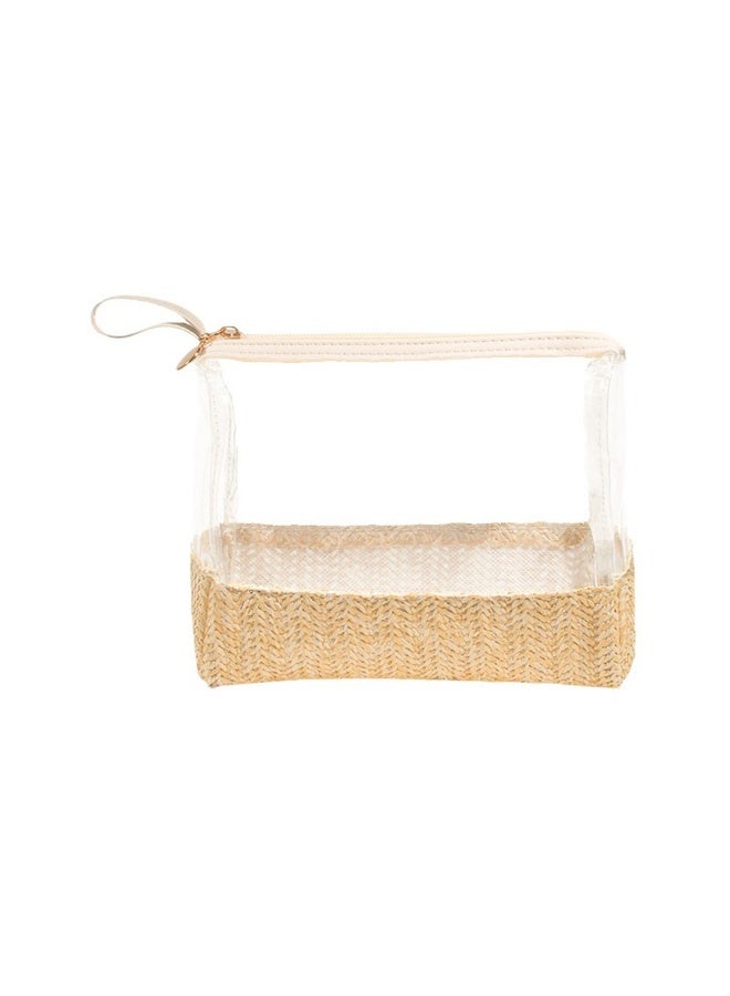 1pcs Boho Small Clear PVC Makeup Bag With Handle, Transparent Zipper Cosmetic Bag For Travel, Beach Bag For Sun Screen Skincare，Suitable For Travel And Vacation - Image 4