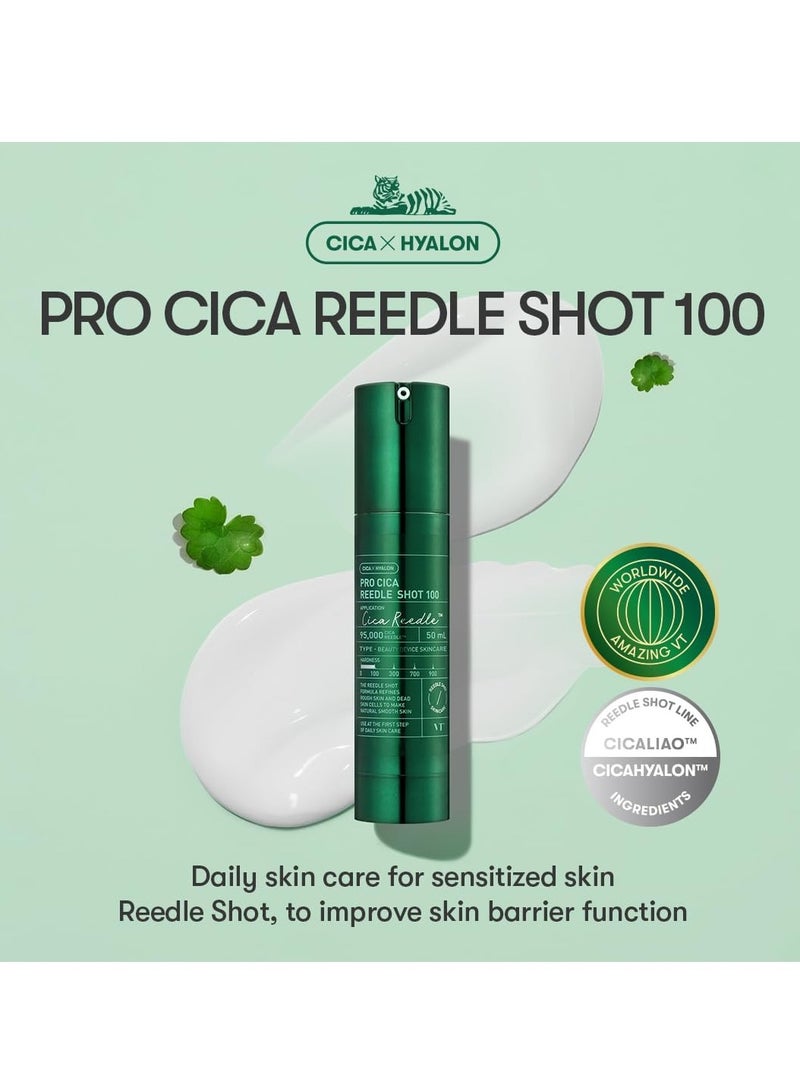 VT COSMETICS Pro Cica Reedle Shot 100 | Advanced Night Exosome, Microneedling Serum, Centella Asiatica, Hyaluronic Acid, Soothing & Calming Care for All Skin Type, 50ml - Image 2
