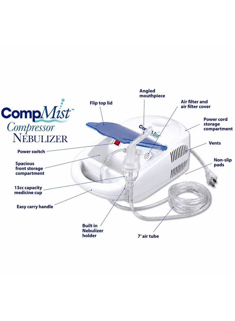 كومب ميست جهاز استنشاق بخار كومب ميست Compressor Nebulizer طبي لعلاج الربو والحساسية وضيق التنفس والتهاب الشعب الهوائية للأطفال والكبار مع توصيل دواء فعال وسريع - Image 5