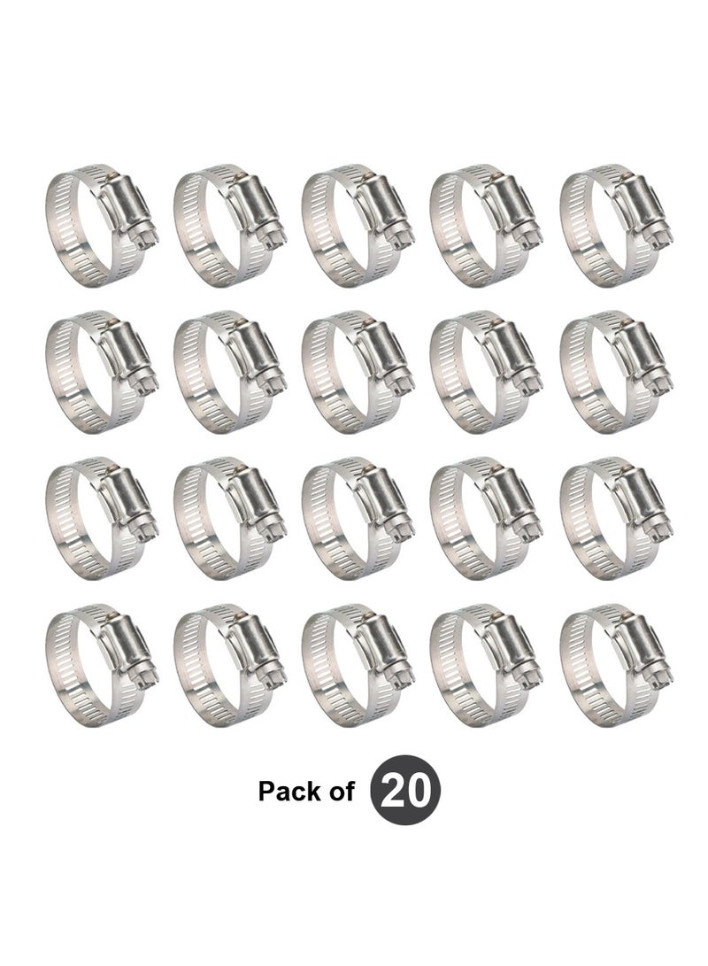 Duravel Duravel Stainless Steel Hose Clamps, Adjustable Worm Drive,(Pack-Of 20, 13-20mm)  - Image 1