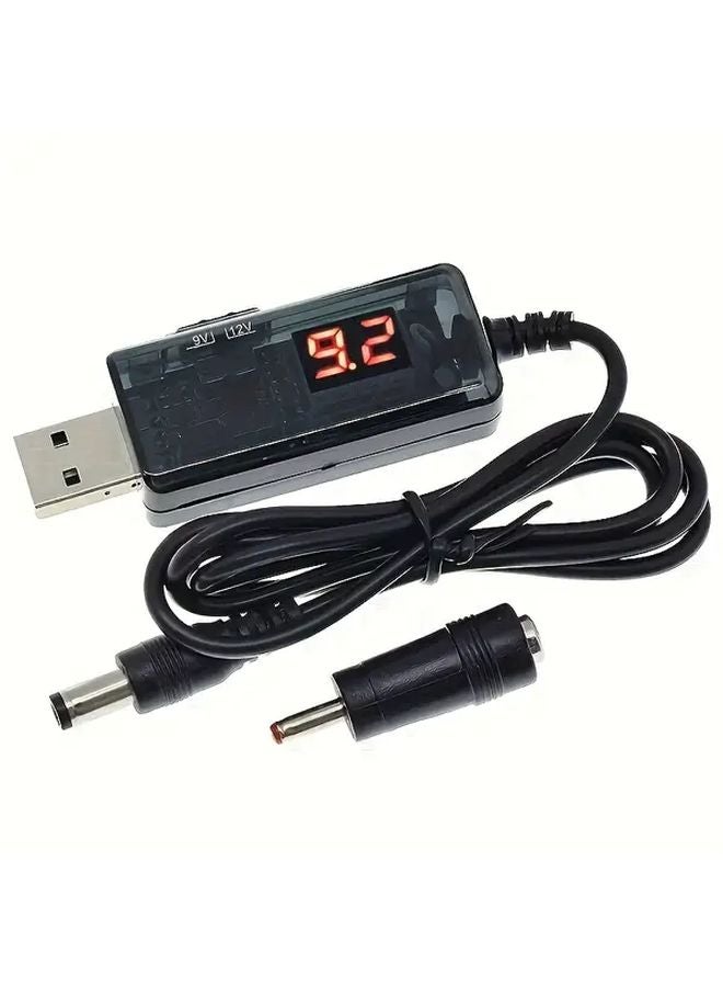 كابل محول تعزيز USB من 5 فولت إلى 9 فولت/12 فولت لرفع الجهد مع شاشة LED عرض - Image 1