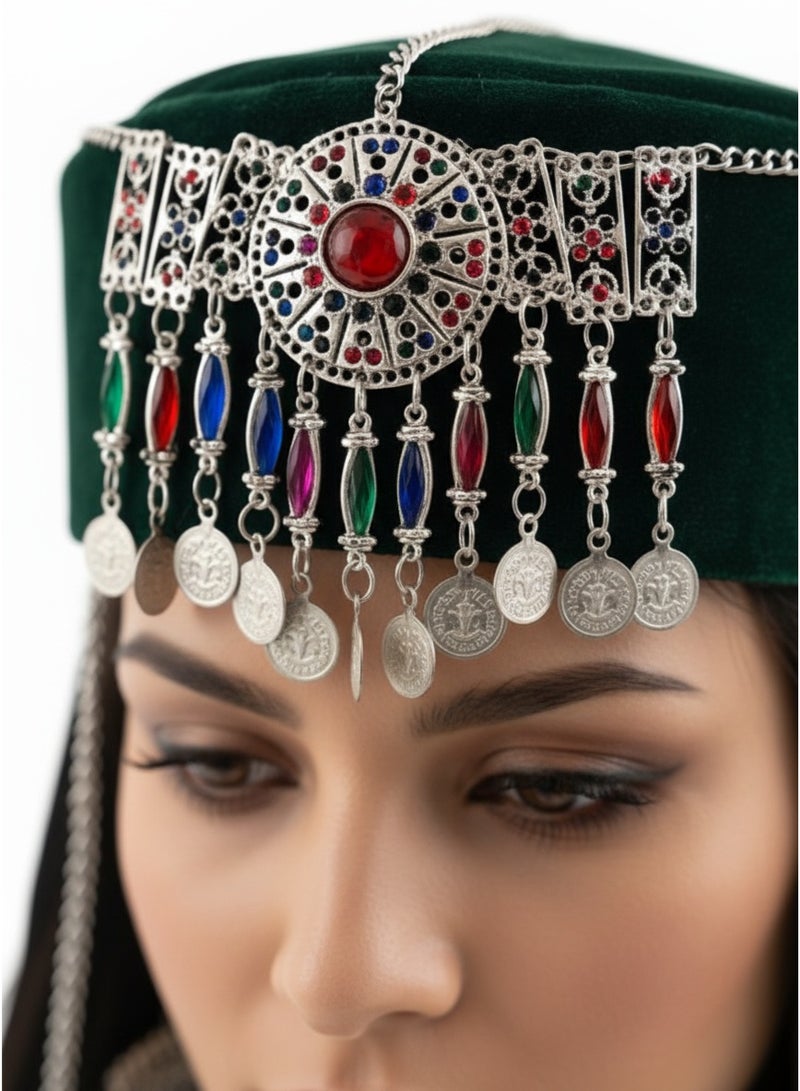 قبعة رأس أفغانية إثنية كوتشي مطرزة بنمط بوهو - Image 3