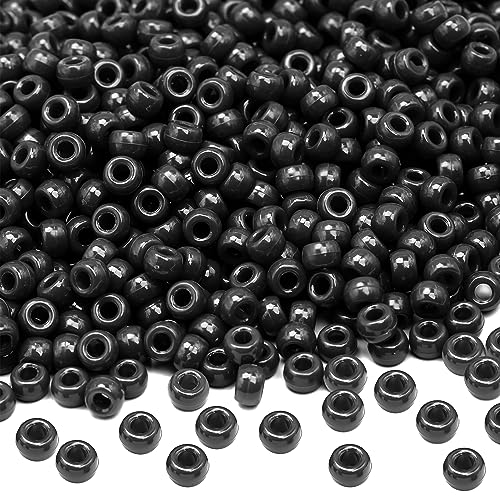 GMMA Black Pony Beads for Friendship Bracelets Holiday Party Plastic 1000 Pcs Halloween Beads for Jewelry Making DIY Bracelet Necklace Party Decoration Supplies