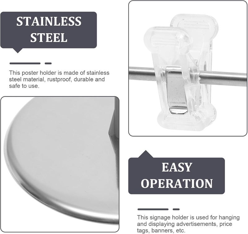Adjustable T-Shaped Poster Display Stand 85Cm Stainless Steel Tabletop Sign Holder for Wedding Welcome Signs and Home Advertising - Image 4