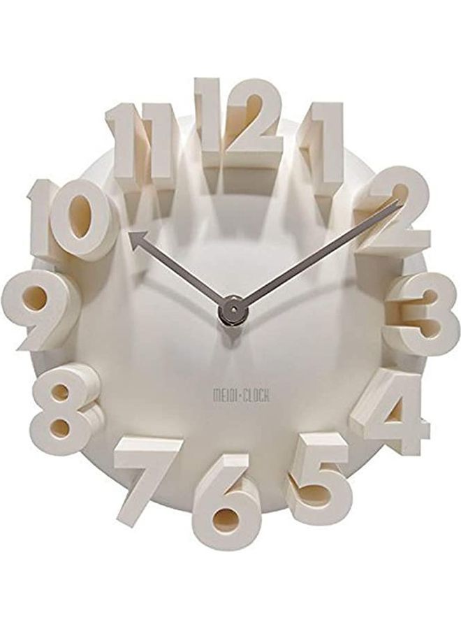 Y&D 3D Contemporary Round Analog Wall Clock White 24cm