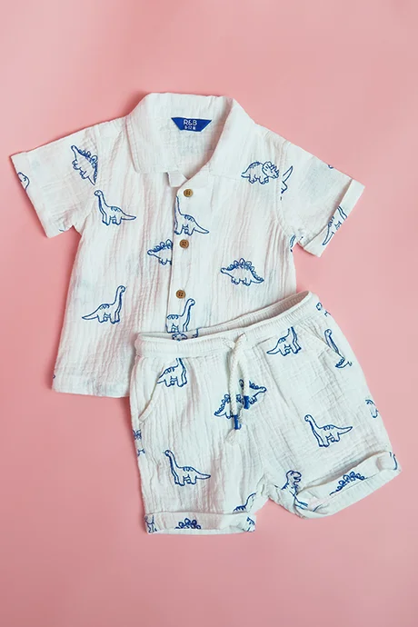 R&B Printed Shirt and Shorts Set