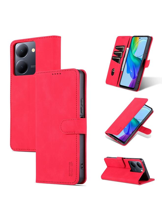 حافظة لهاتف vivo Y78 5G / Y36 / Y27 5G بملمس جلد العجل القابل للطي