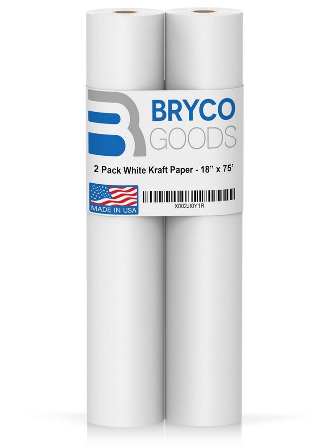 Bryco Goods Arts And Crafts Paper Roll Pack Of 2 For Paints Wall Art White Easel Paper Drawing Art Paper Bulletin Board Paper Gift Wrapping Kids Crafts Made In Usa 18” X 75’ (900″) - Image 1
