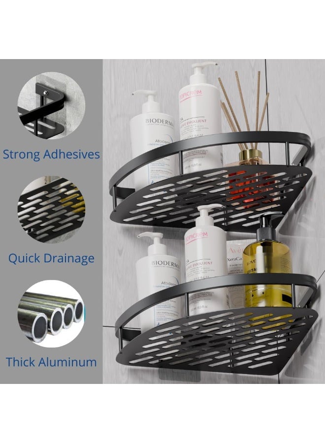 UrbanEssentia Shower Caddy Shelf, Set of 2, Rust-Free Aluminium Metal Bathroom Shelves, No-Drilling Self-Adhesive Shower Organizer, Wall-Mounted Bathroom Organizer Rack for Storage & Organization - Image 2
