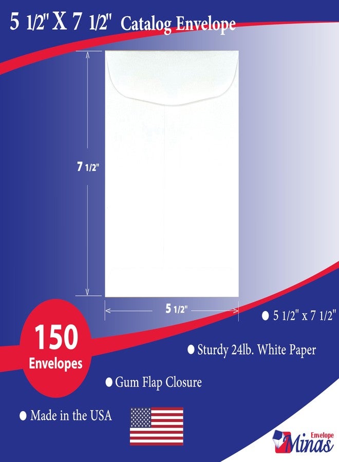 Minas Envelope 150 Minas Envelope Catalog Envelopes, 5 1/2" x 7 1/2", Open End, 24lb White Paper, Gum Flap, 150 Count - Image 2