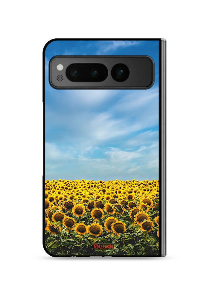 Tolwak Google Pixel Fold 5G Protective Case Cover Sunflowers Under The Sky - Image 1