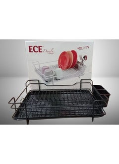5DM Black Metal Drop Plate Rack Dish Drainer Ece Metal Plate Rack 46 x 37 x 11.5 cm  - Image 1