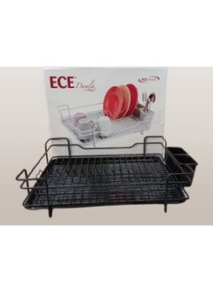 5DM Black Metal Drop Plate Rack Dish Drainer Ece Metal Plate Rack 46 x 37 x 11.5 cm  - Image 2