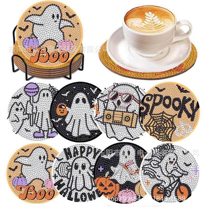 Sale Diamond Painting Coaster Creative Cartoon Handmade Diy Acrylic Tea Cup Insulation Pad Round Bracket - Image 5