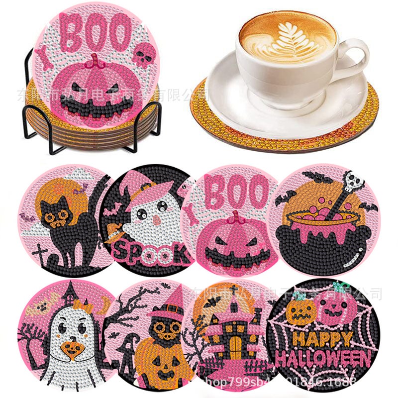 Sale Diamond Painting Coaster Creative Cartoon Handmade Diy Acrylic Tea Cup Insulation Pad Round Bracket - Image 4