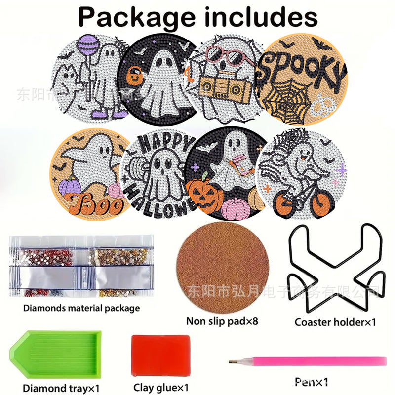 Sale Diamond Painting Coaster Creative Cartoon Handmade Diy Acrylic Tea Cup Insulation Pad Round Bracket - Image 1