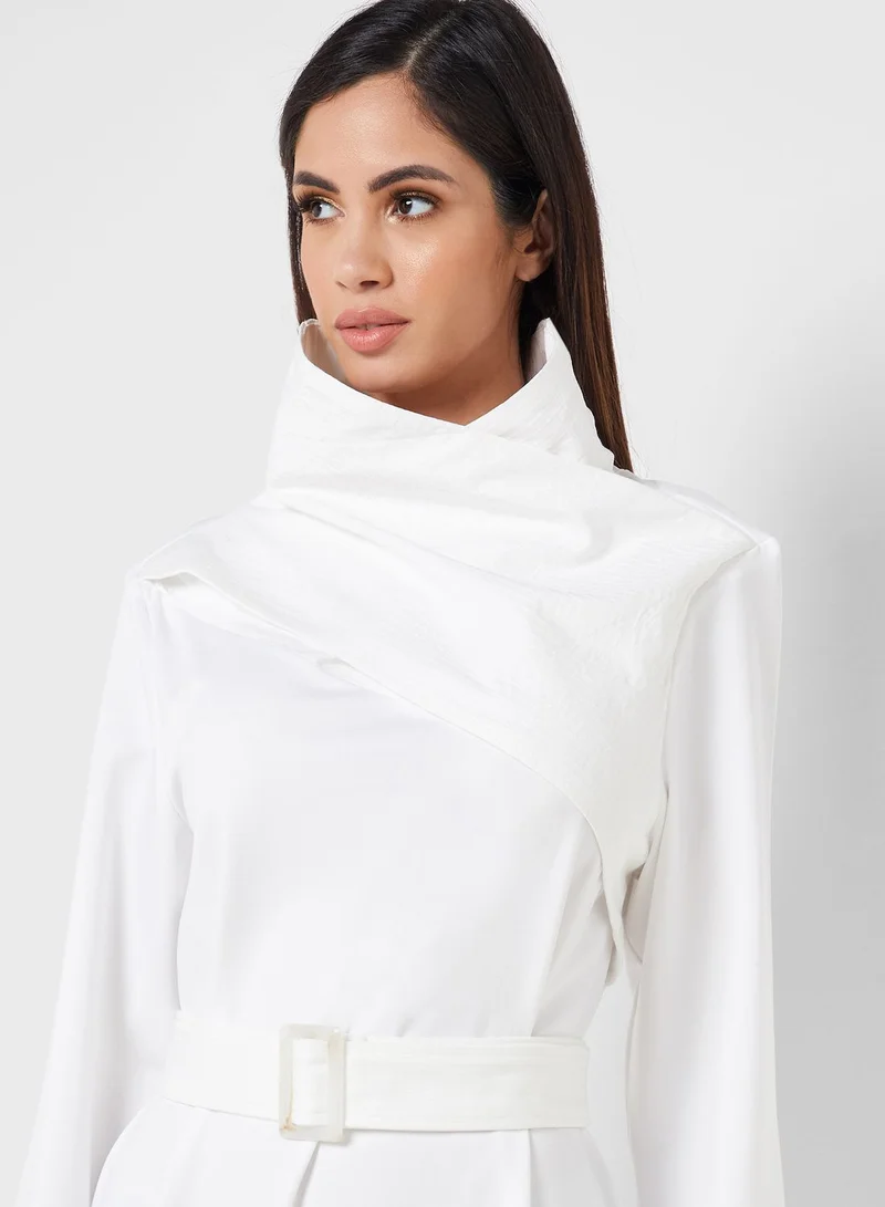 ANOTAH Asymmetrical High Neck Dress