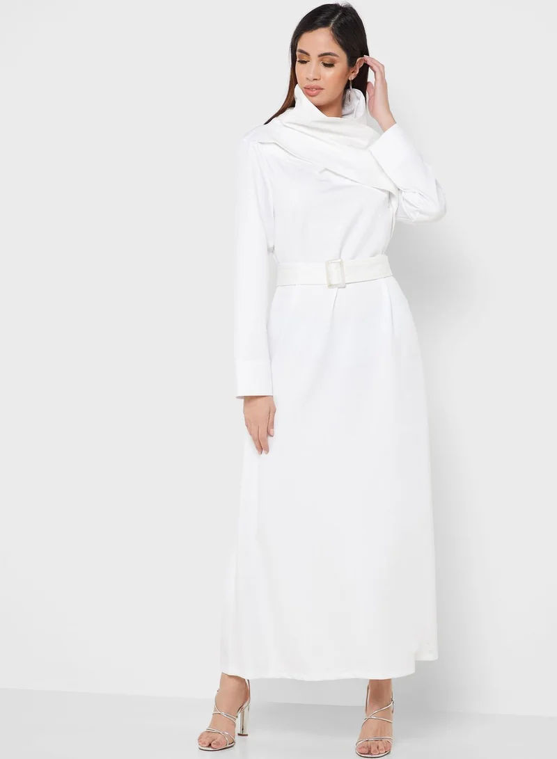 ANOTAH Asymmetrical High Neck Dress