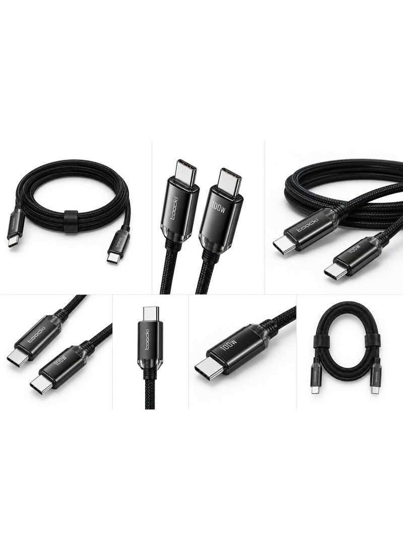 Toocki Crystal Aluminum USB-C to USB-C Fast Charging Cable 100W PD | E-Marker Smart Chip | 480Mbps Data Transfer | Durable Braided Nylon Cable | Compatible with Laptops, Tablets & Smartphones | Black - Image 4