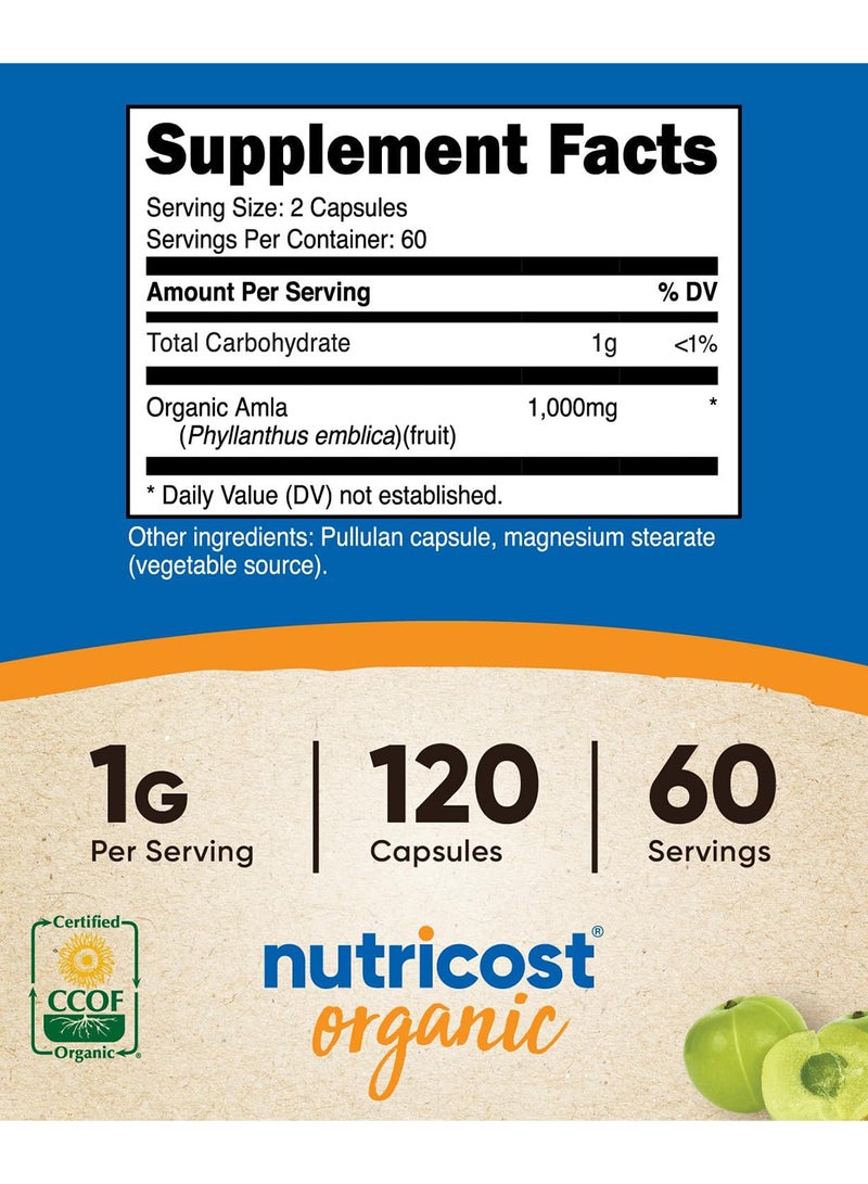 Nutricost Organic Amla Capsules 1000 Mg 60 Servings - Image 2