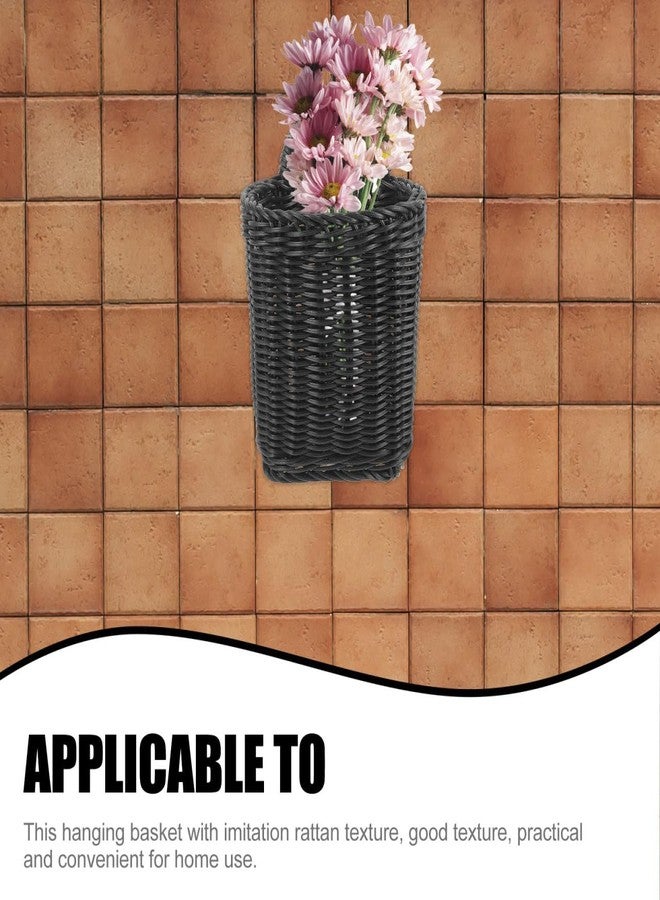 PRETYZOOM Black Plastic Wicker Storage Basket Nordic Style Hanging Organizer with Handle for Kitchen Bathroom Wall-Mount and Tabletop Use 9.05 X 5.91 X 4.72 Inches - Image 3