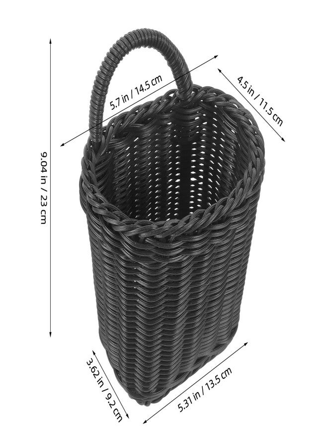 PRETYZOOM Black Plastic Wicker Storage Basket Nordic Style Hanging Organizer with Handle for Kitchen Bathroom Wall-Mount and Tabletop Use 9.05 X 5.91 X 4.72 Inches - Image 5