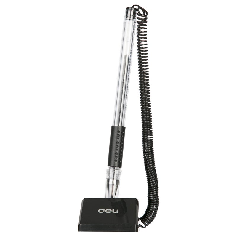 Deli 0.5 mm Bullet Tip Desk Pen Stand with Rotatable Base and Soft Grip – Black - Image 2