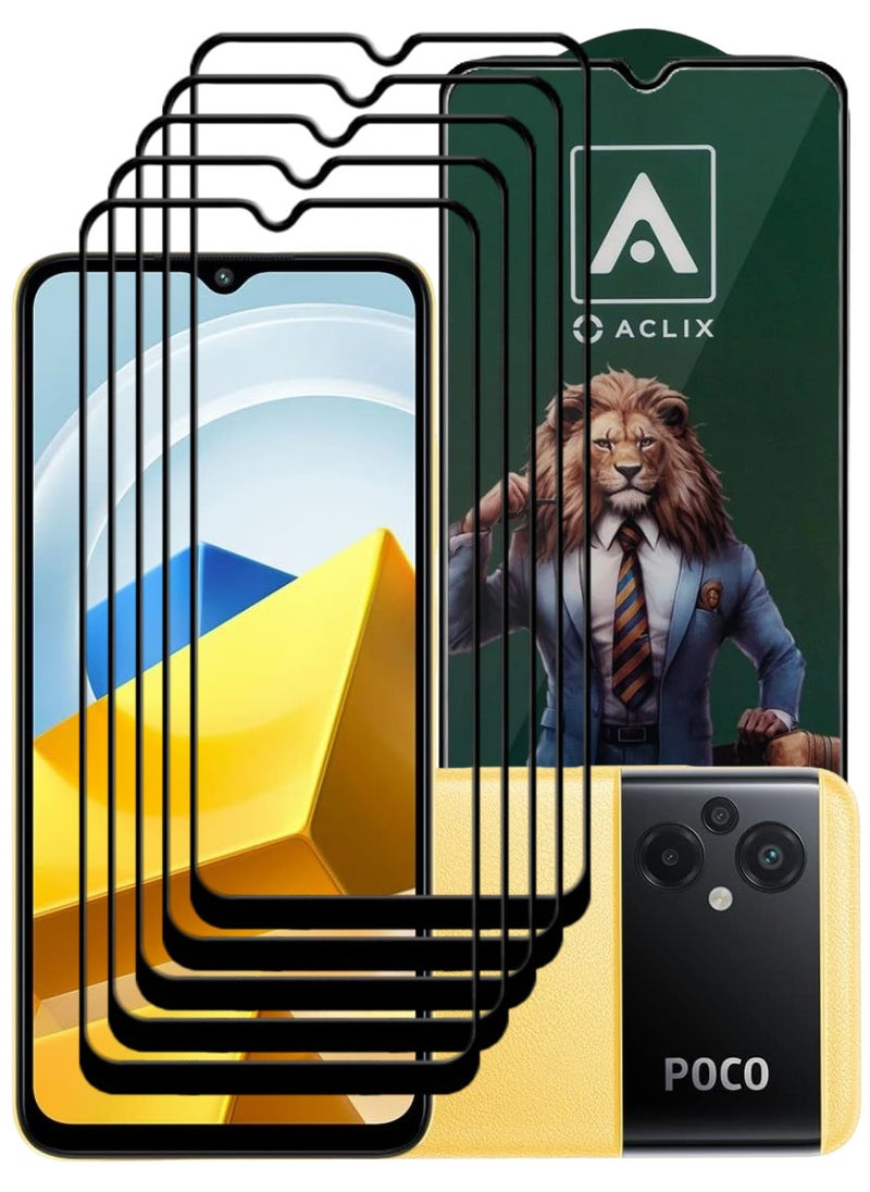 ACLIX 5 Pieces Antistatic ESD Dustproof Premium Quality High Definition Tempered Glass Screen Protector Designed For Xiaomi Poco M5 - Image 1
