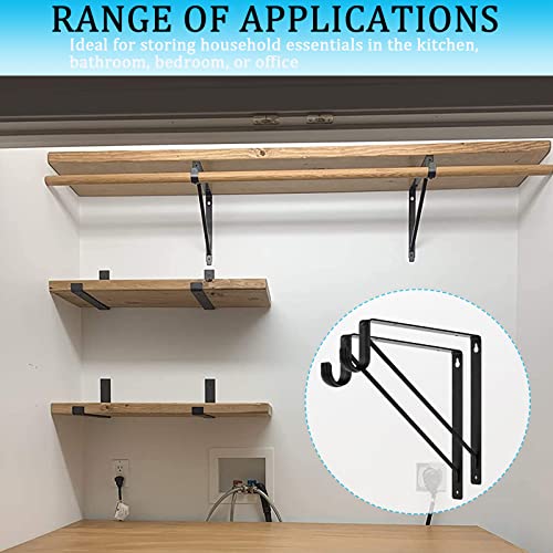 AYAYGD 4PCS Heavy Duty Black Closet Rod Brackets 11 x 11 Inch,1-3/8Inch Diameter Shelf and Rod Bracket Holder for Home and Closet Decor, Wall Mount Closet Pole Supports Bracket Hook with Screws - Image 5