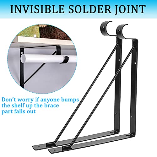 AYAYGD 4PCS Heavy Duty Black Closet Rod Brackets 11 x 11 Inch,1-3/8Inch Diameter Shelf and Rod Bracket Holder for Home and Closet Decor, Wall Mount Closet Pole Supports Bracket Hook with Screws - Image 4