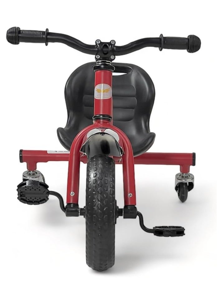 البدر دراجة ثلاثية العجلات بمقعد كبير للأطفال الصغار بعمر 3-6 سنوات، دراجة متوازنة بعجلات سكوتر مضيئة من البدر ، أحمر - Image 3