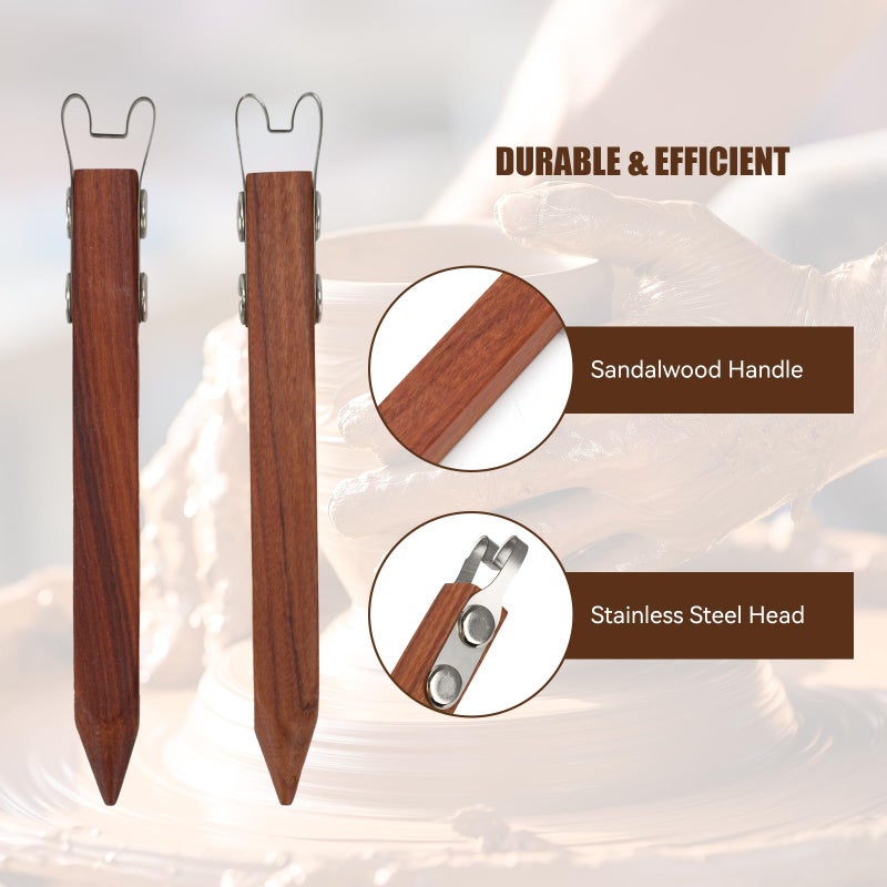Ismosm Pottery Trimming Tool for Clay & Ceramics Bottom Foot, Clay Wheel Throwing Carving Scraper, Stainless Steel Shapers with Red Sandalwood Handle â€“ Ideal for Bowl, Cup & Vase Base Trimming (6mm Width) - Image 5