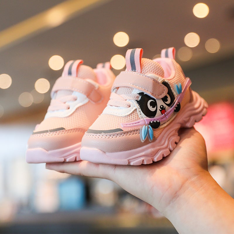 Kids Cartoon Mesh Sneakers Breathable Soft Sole Pink